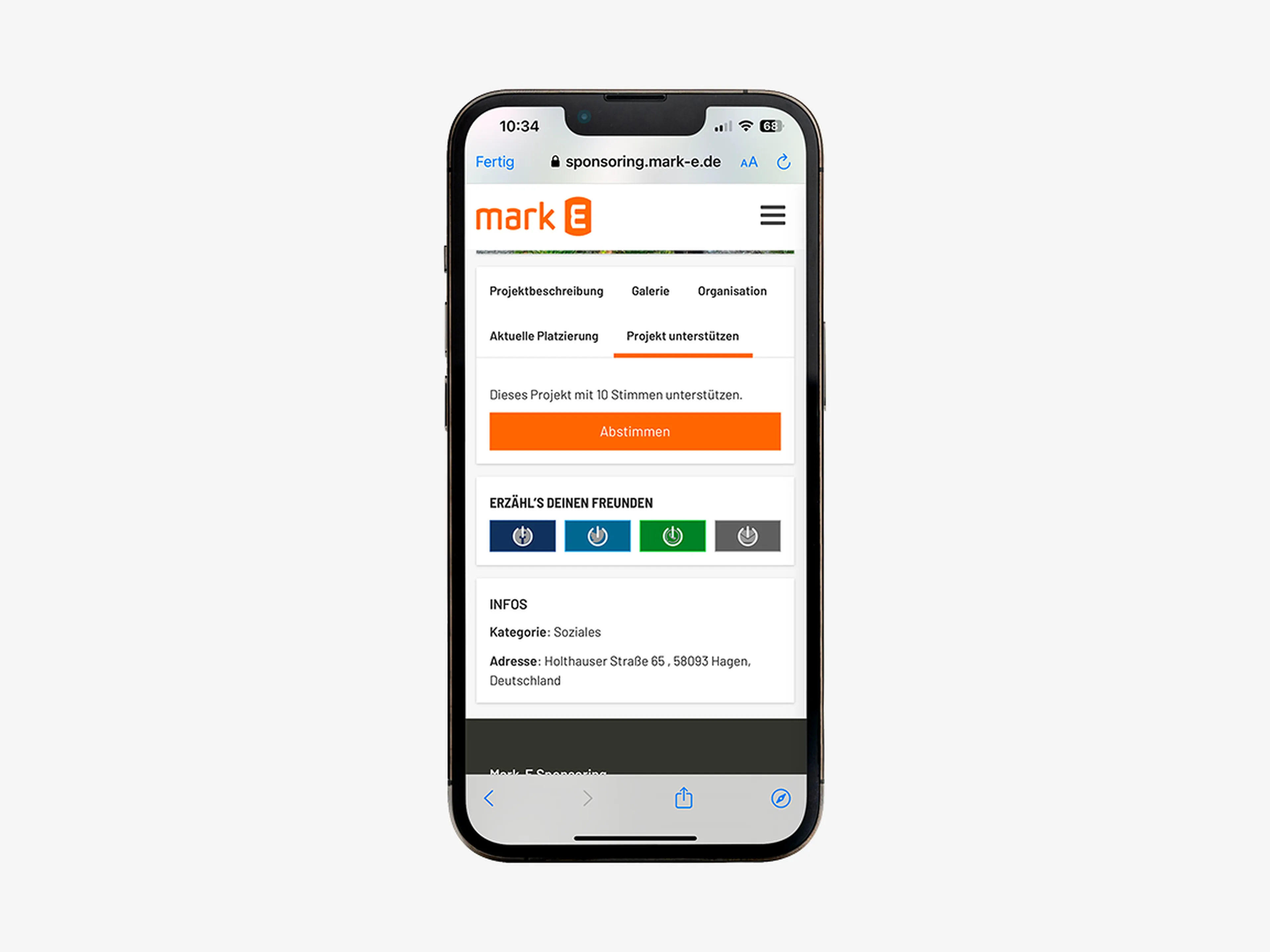 Der Abstimmen Button ist sichtbar.