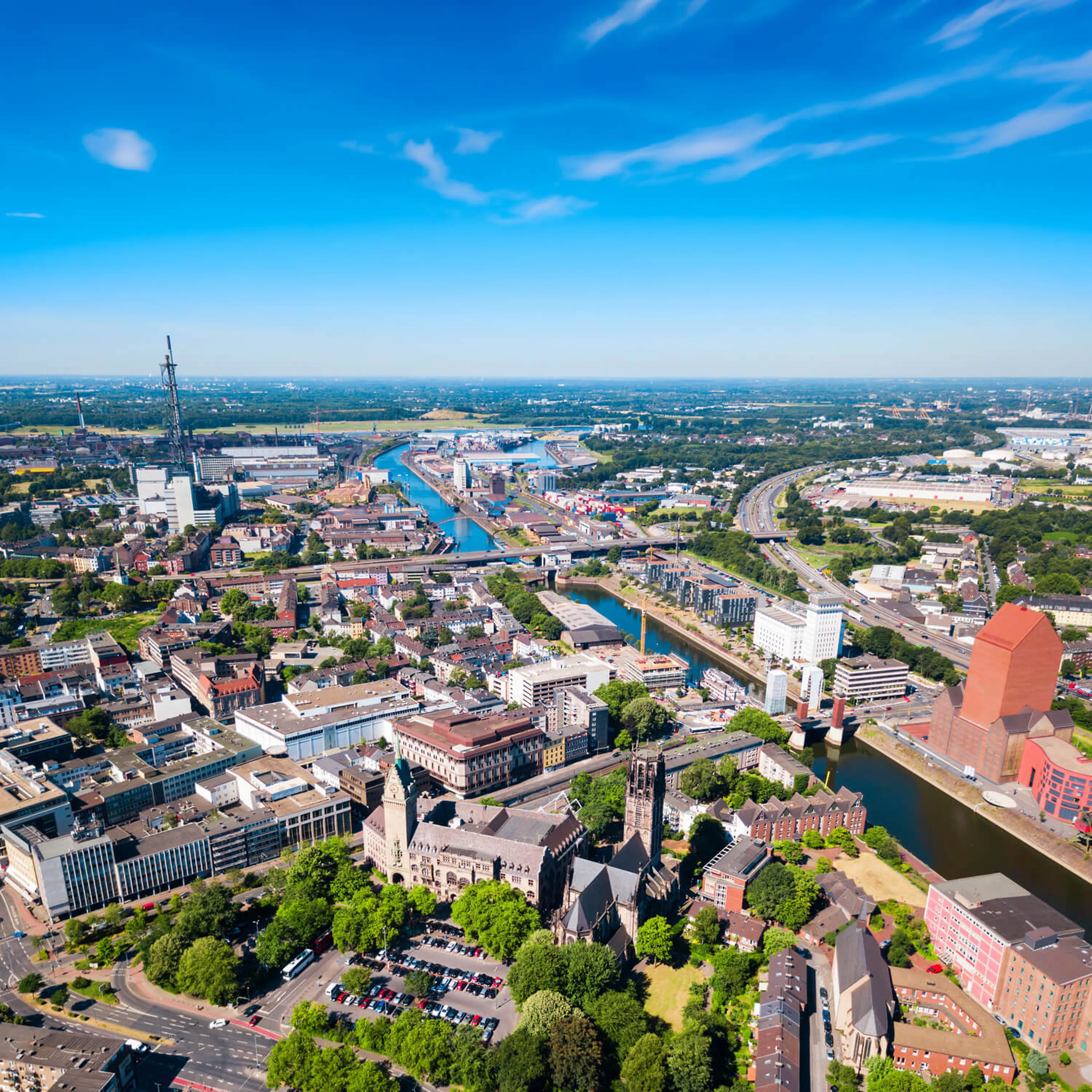 Luftaufnahme der Stadt Duisburg