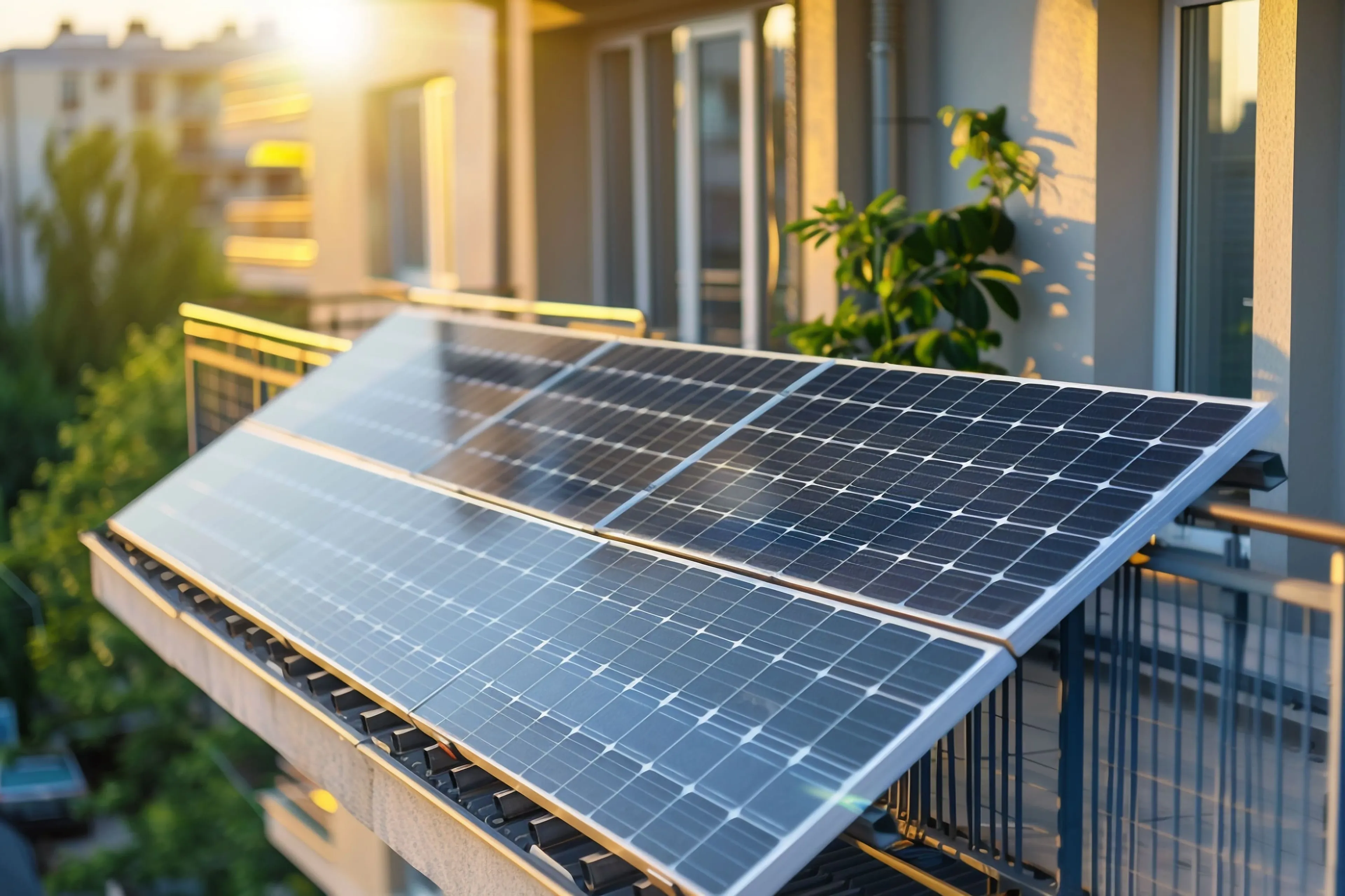 Solarpanels auf einem Balkon